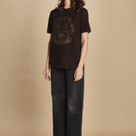 t-shirt con scritta e strass. JWTS02845 DARK CHOCOLATE 213 zadig & voltaire