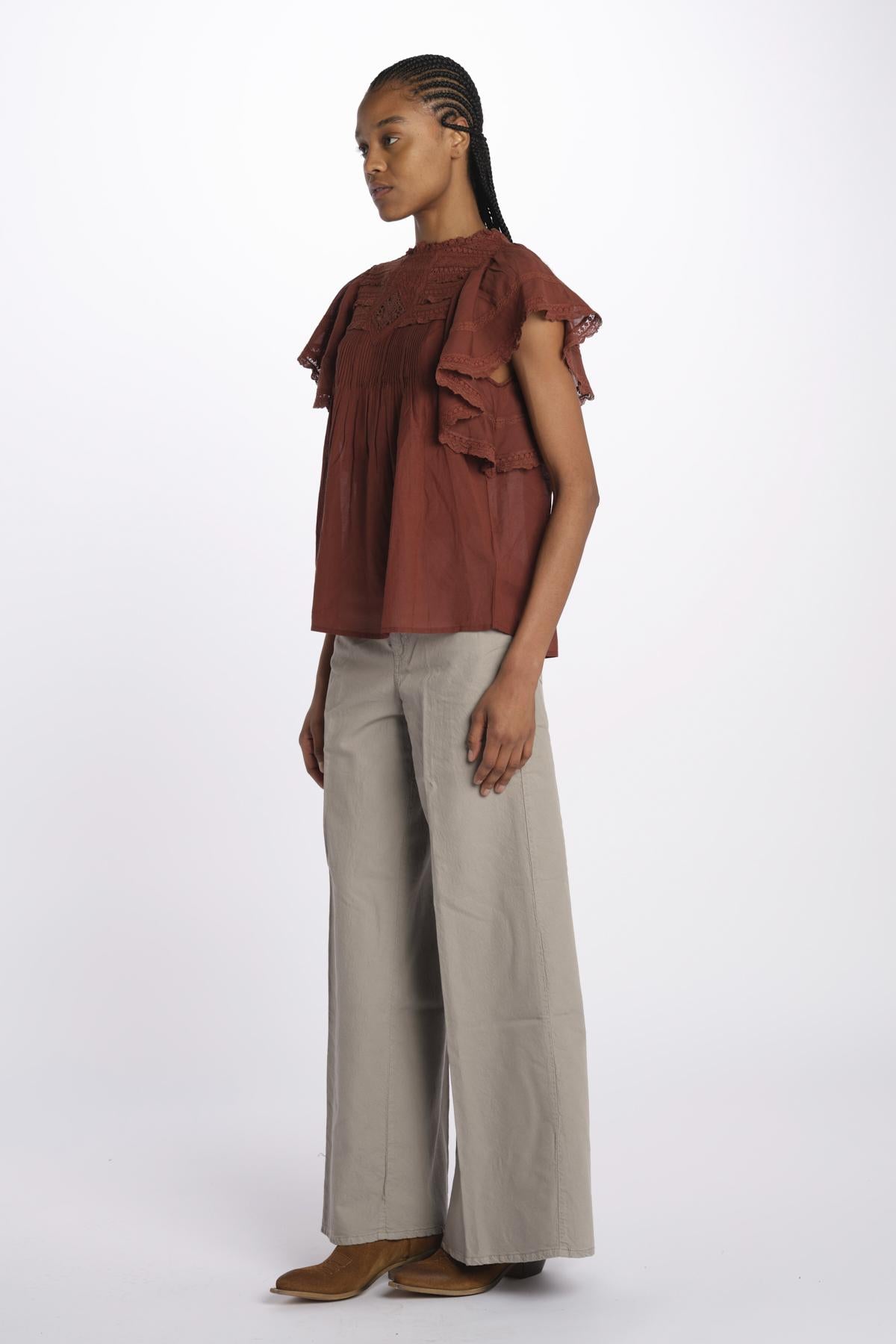 Top CALISSON pizzo con rouches CALISSON BROWNIE vanessa bruno