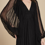 abito lungo con manica in voille DENISA BLACK mes demoiselles