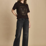 t-shirt con scritta e strass. JWTS02845 DARK CHOCOLATE 213 zadig & voltaire