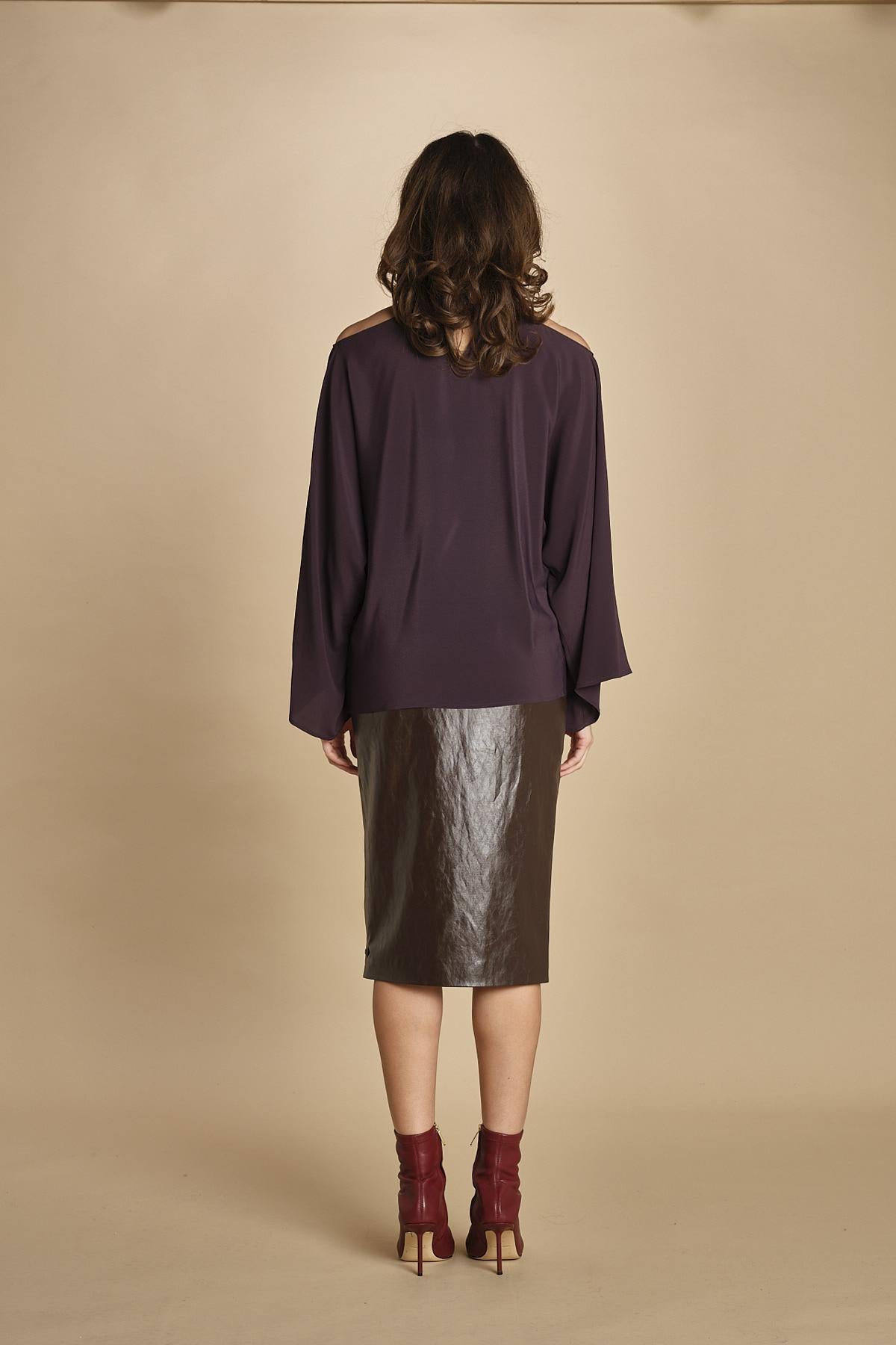 top in seta incrociato 31103-304 MELANZANA 18 federica tosi