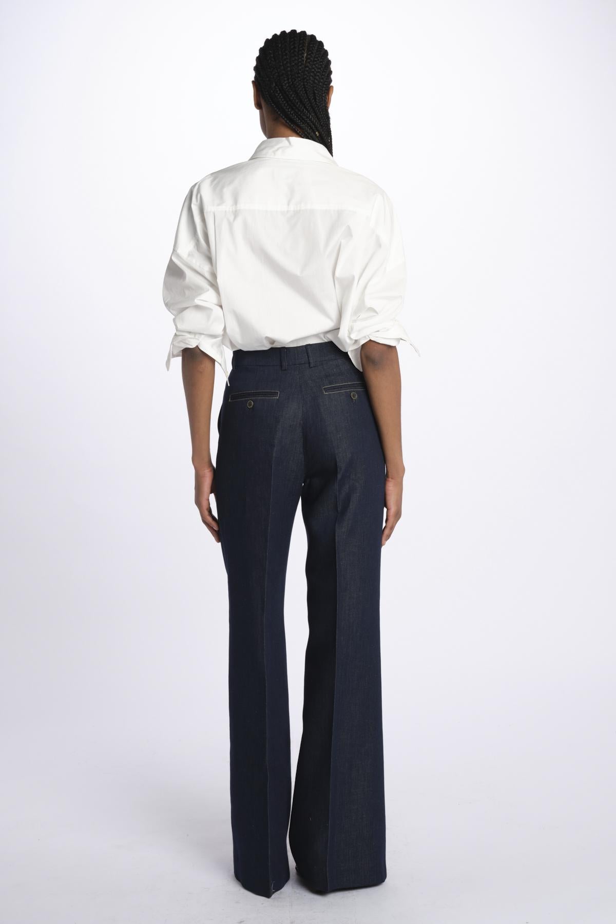 Pantalone OTTAVIA denim dritto nervature OTTAVIA673855 612 quelledue