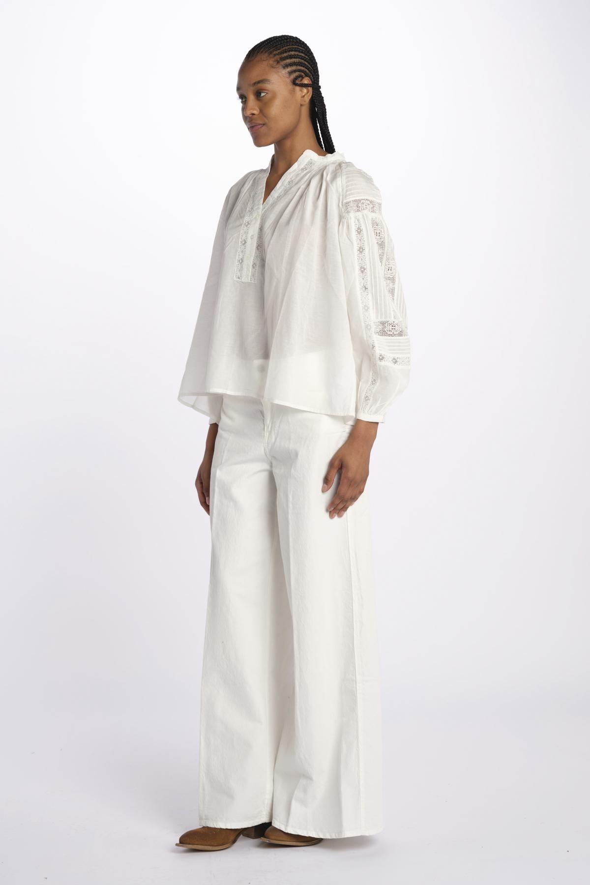 Camicia polo pizzo nervature NIPOA BLANC001 vanessa bruno