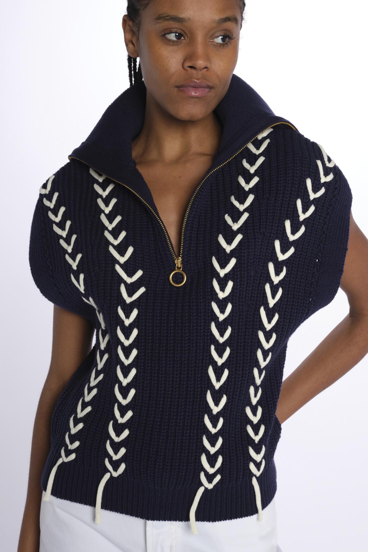 gilet con zip e ricami 179653 U410 scotch&soda