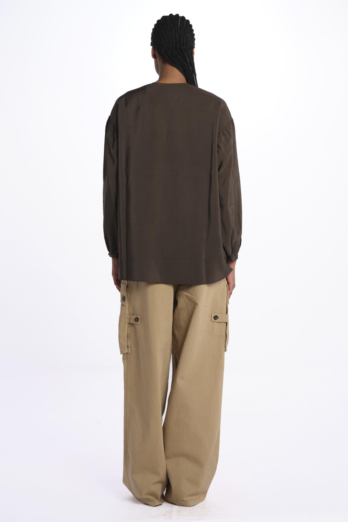 Camicia ALLEGRA seta con ricami ALLEGRA BROWN fortela