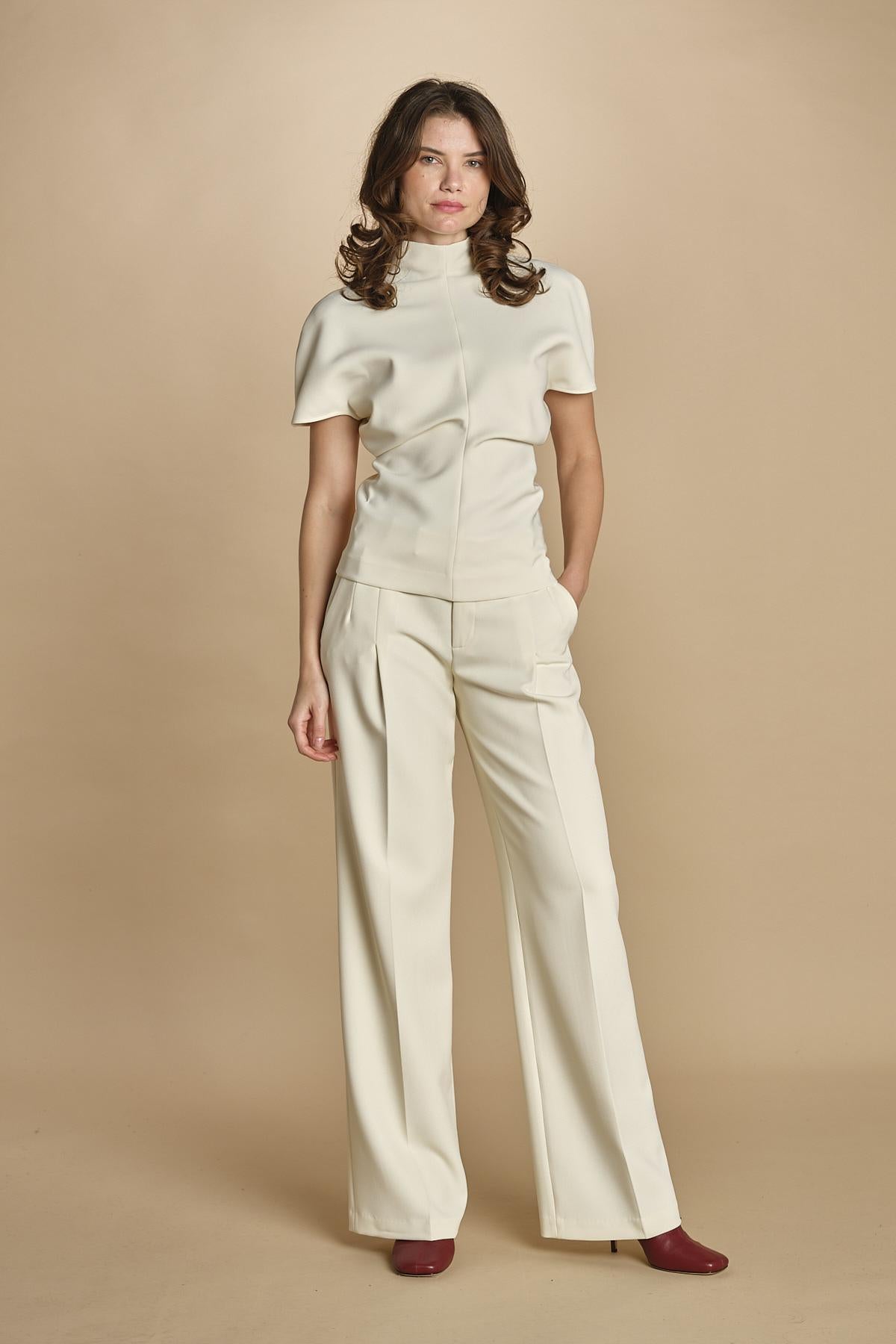 top manica corta con collo alto 31101-313 LATTE 02 federica tosi