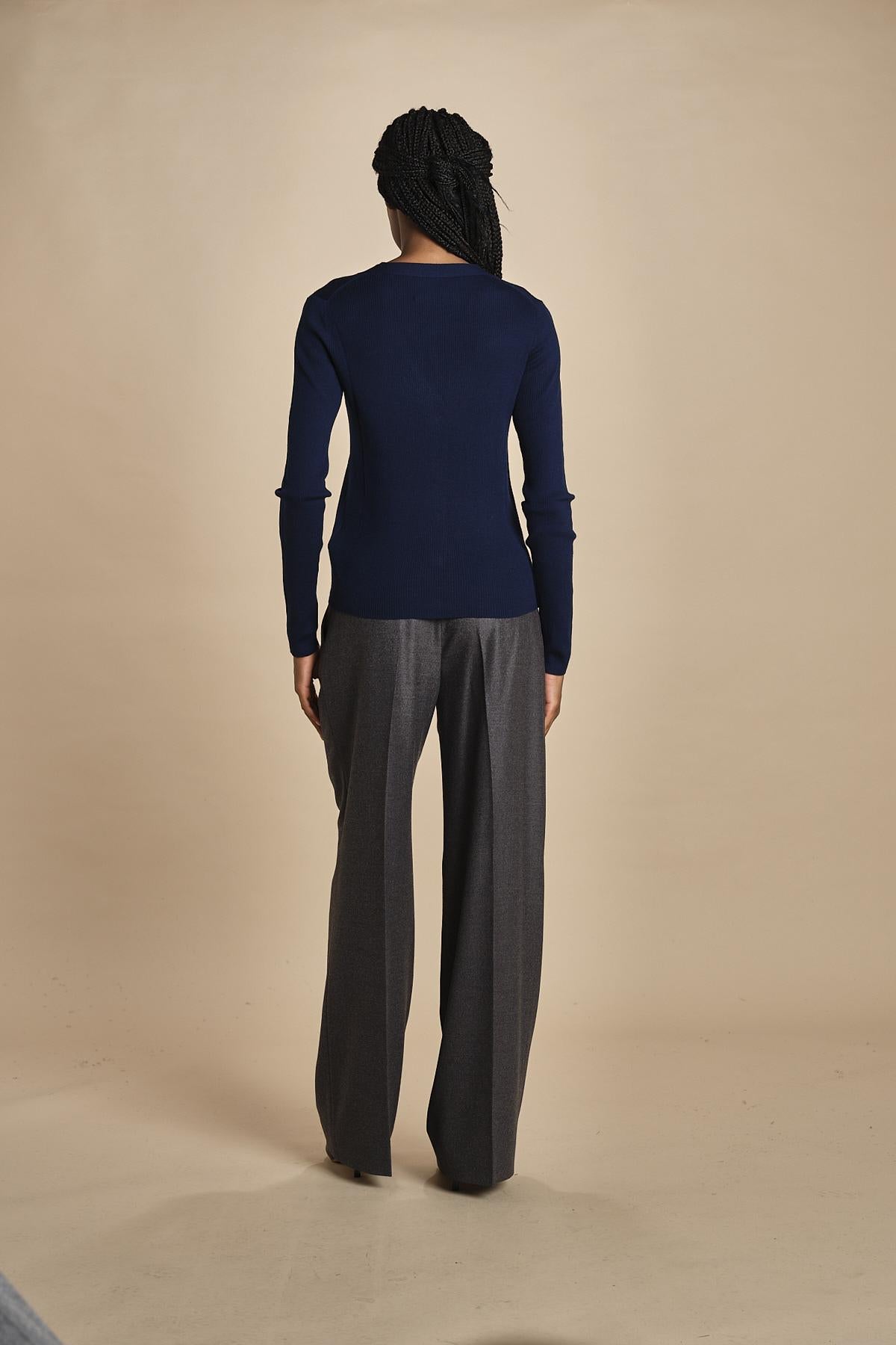 MIL LAU2 cardigan a costine fin.16 MIL LAU2 E21210 BLU milaura