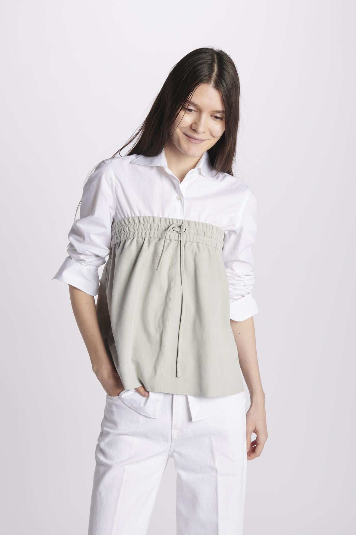 Top camoscio coulisse MIL046 BEIGE CHIARO milaura