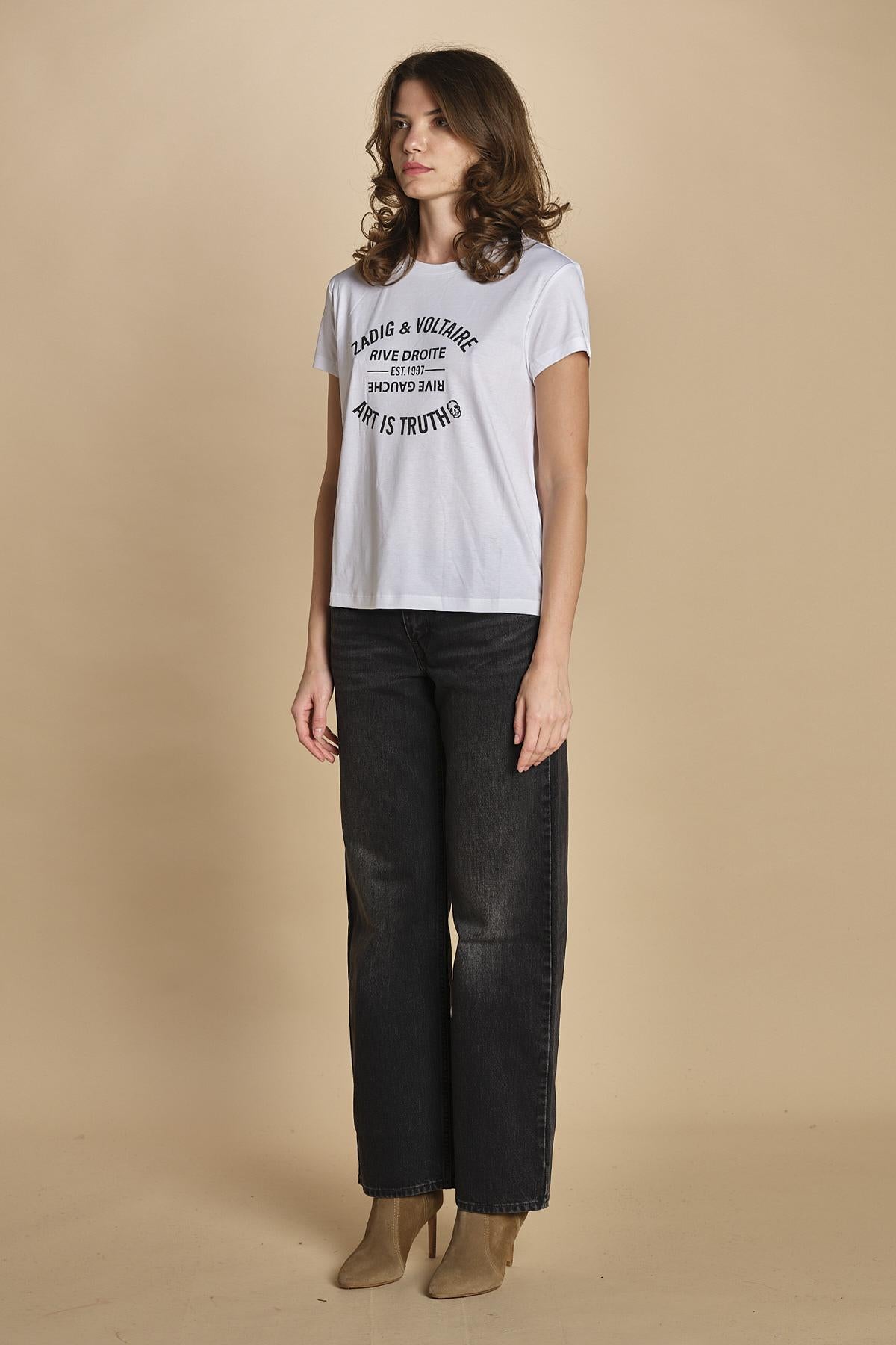 tshirt con scritta. JWTS02769 WHITE 107 zadig & voltaire