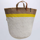 30565S cesta grande con una riga 30565S BIANCO GIALLO mifuko