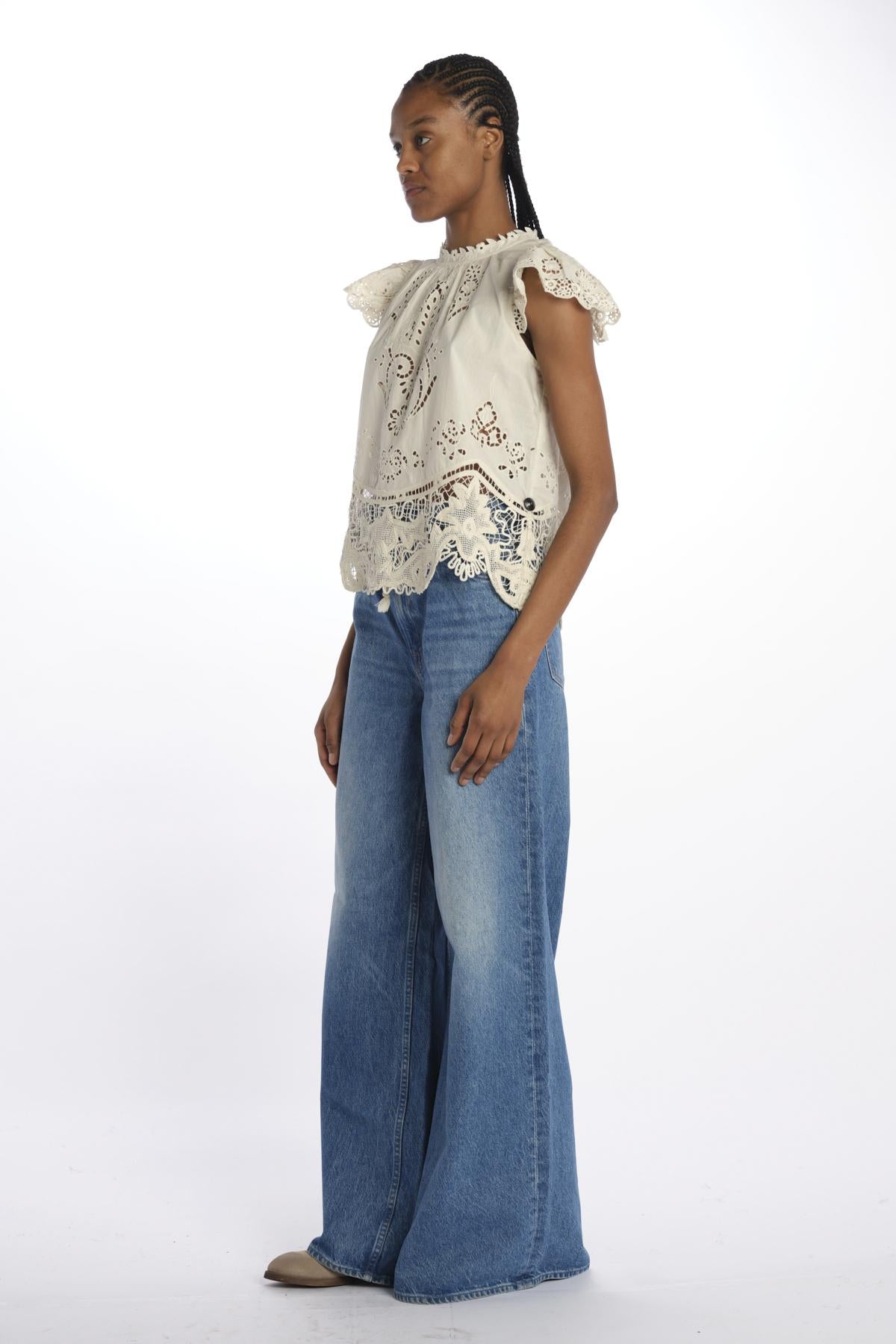 Top GIANNA pizzo macramè 026 BONE sea ny
