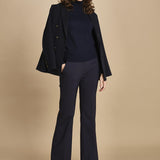 pantalone lungo a zampa. PAOLINA PL142 NAVY nine in the morning