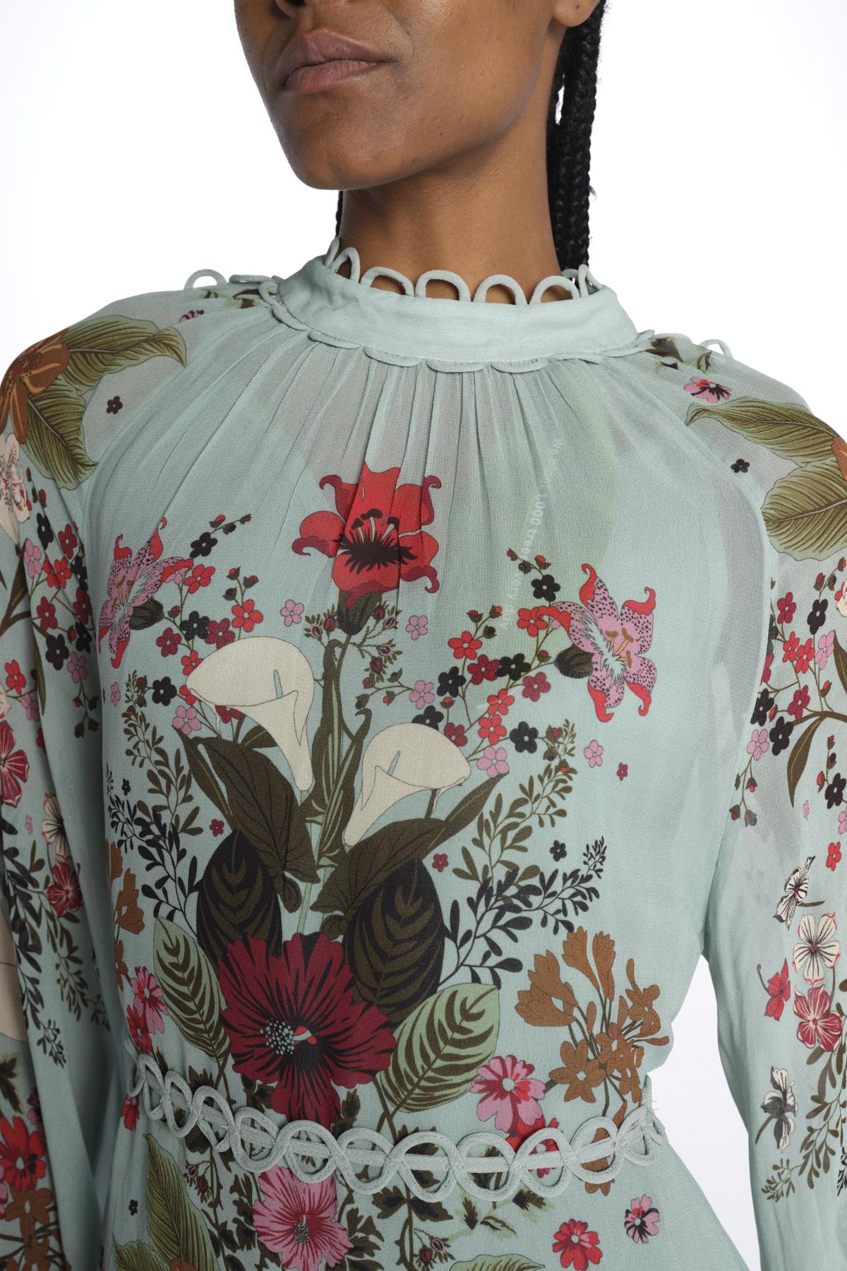 Abito lungo BEAUTY chiffon stampa fiori 328791 BLUE farm rio