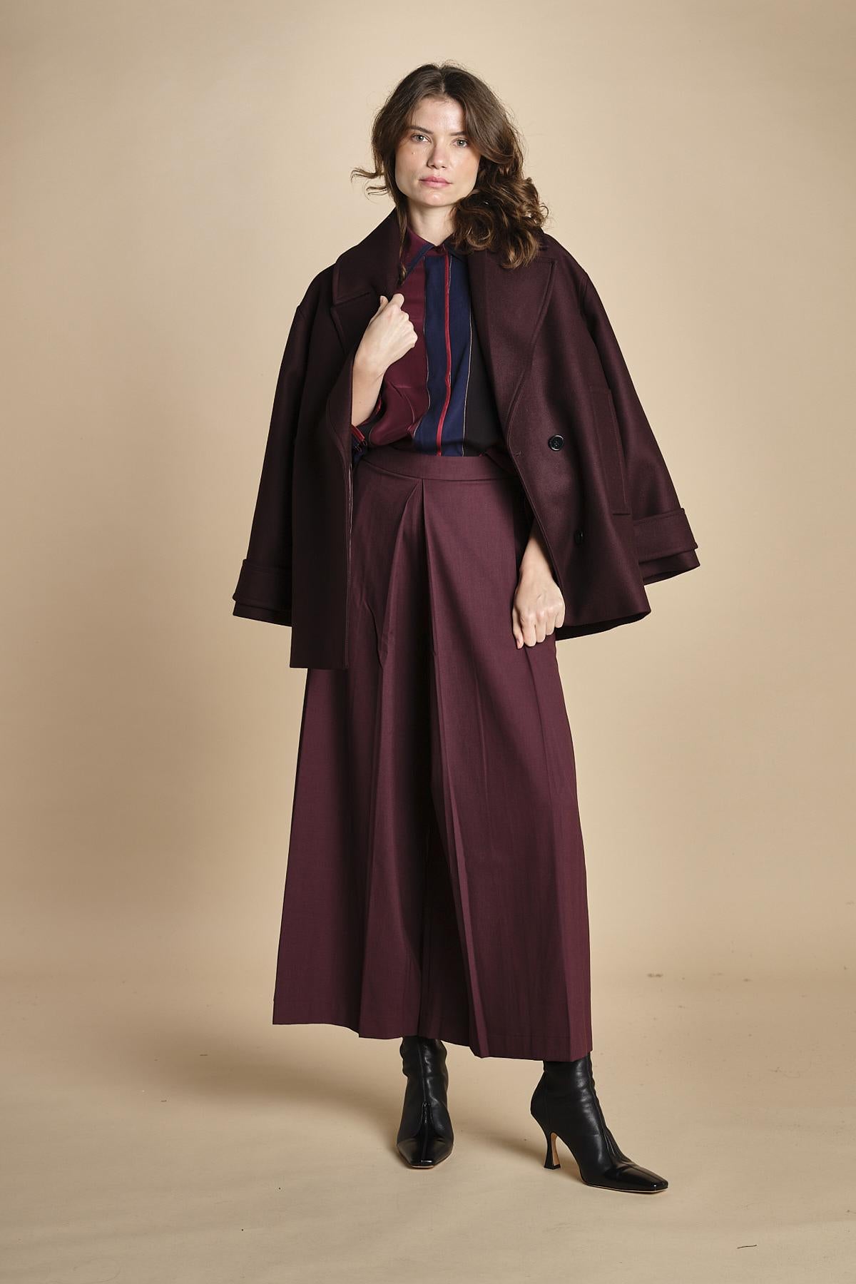 pantalone con sfondo piega BY_1779P BURGUNDI bodice