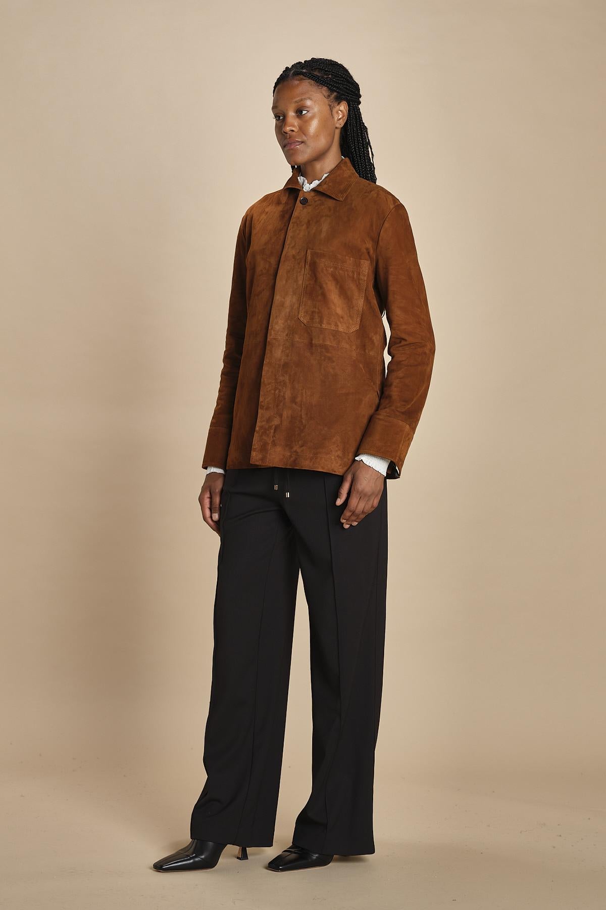 FLORYS camicia in camoscio 2HVH22-V02727 CHOCOLAT vanessa bruno