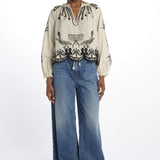 Camicia KINGSLEY ricamo fiore 091 CREAM sea ny