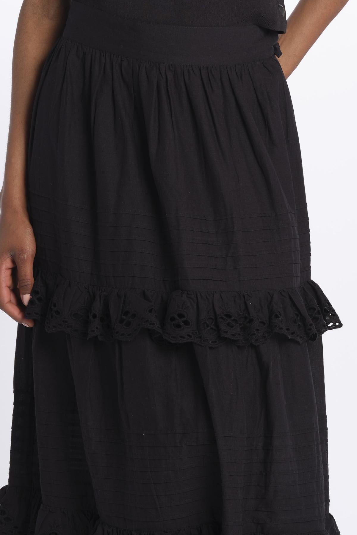 Gonna VIVIAN lunga sangallo VIVIAN1SKI BLACK antik batik