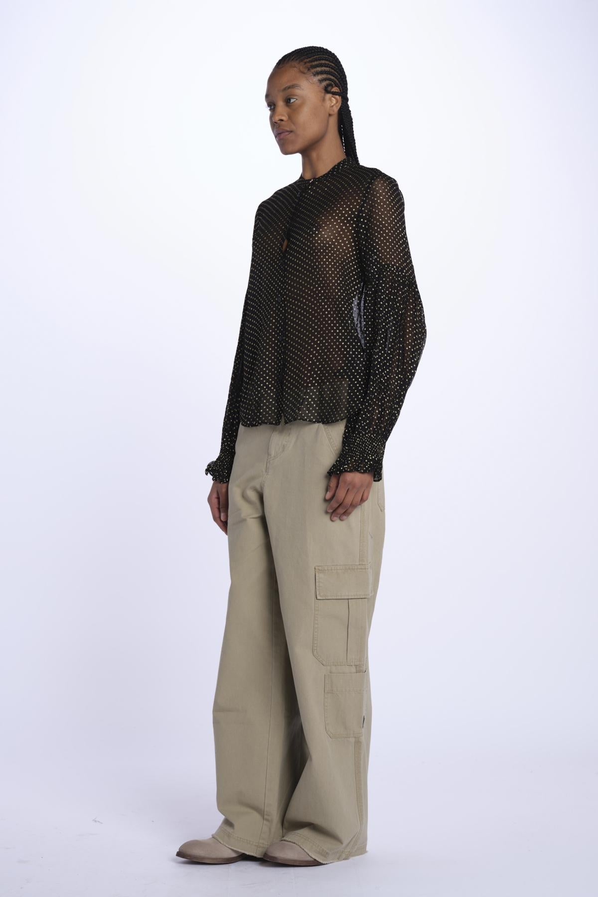 TANDY camicia nera a pois oro WWSH00582 NERO ORO zadig & voltaire