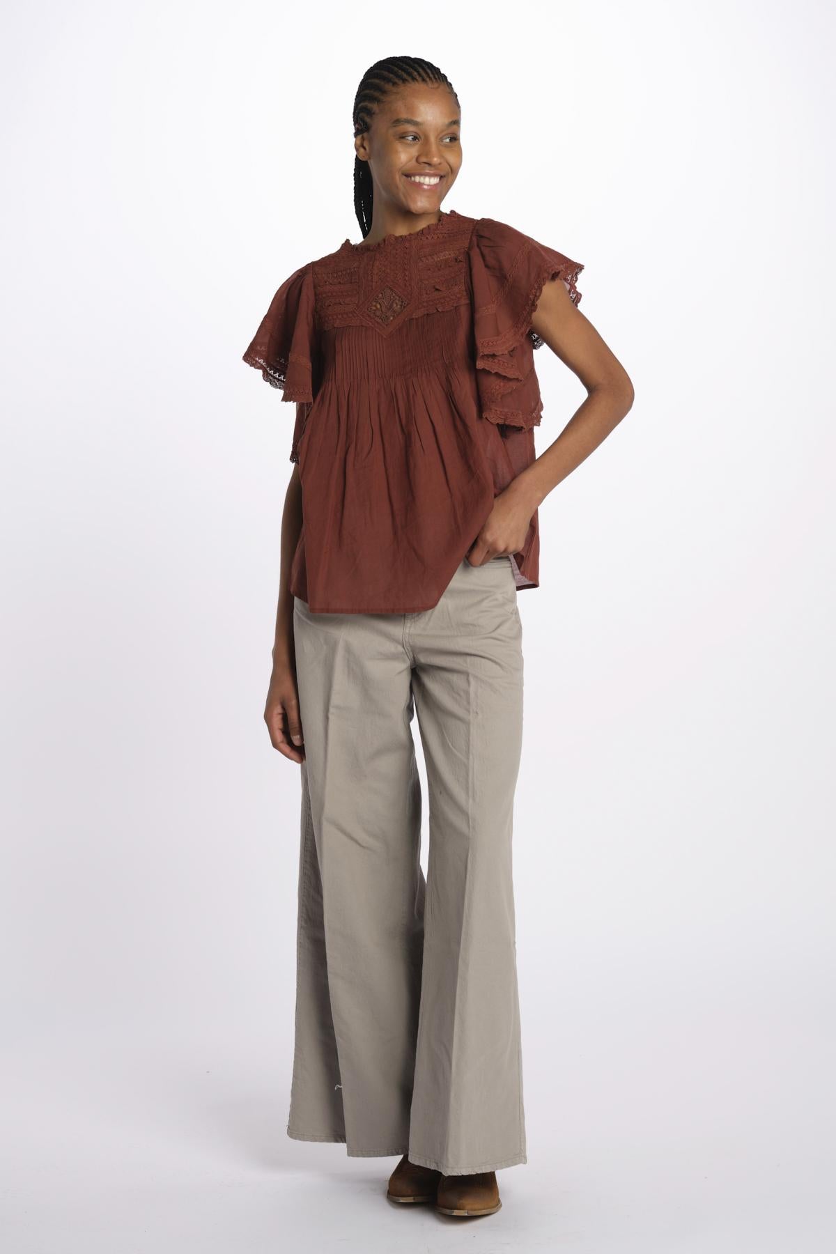 Top CALISSON pizzo con rouches CALISSON BROWNIE vanessa bruno