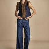 gilet gricamato con montone HUGO GILET NAVY antik batik