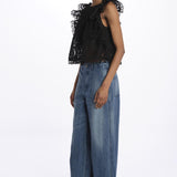 MARJA embroidert flutter tank E118 BLACK sea ny