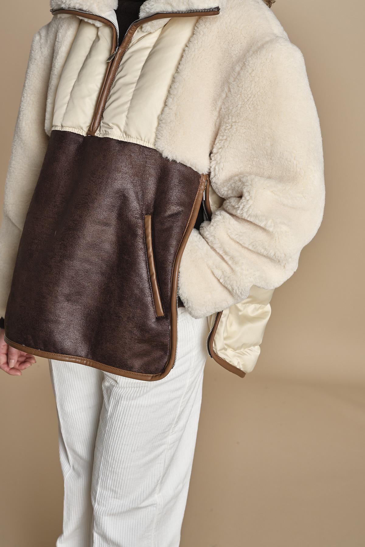 piumino parka in ecopelliccia COLEMAN BEIGE mes demoiselles