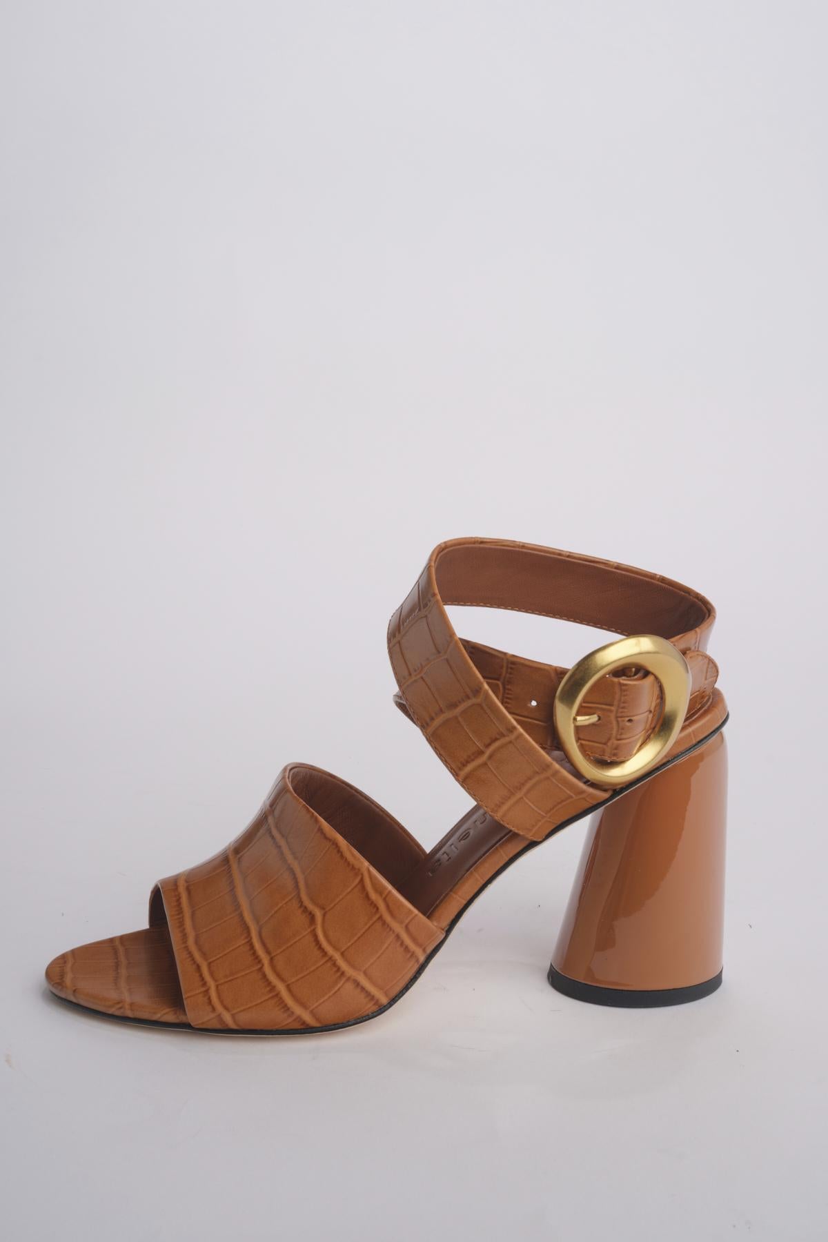 Sandalo ALLEGRA 90 MULE tacco largo F819CRC CAMEL studio AMELIA