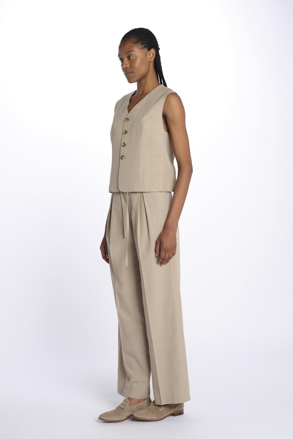 Gilet linen 252-1701 6202 vis a vis