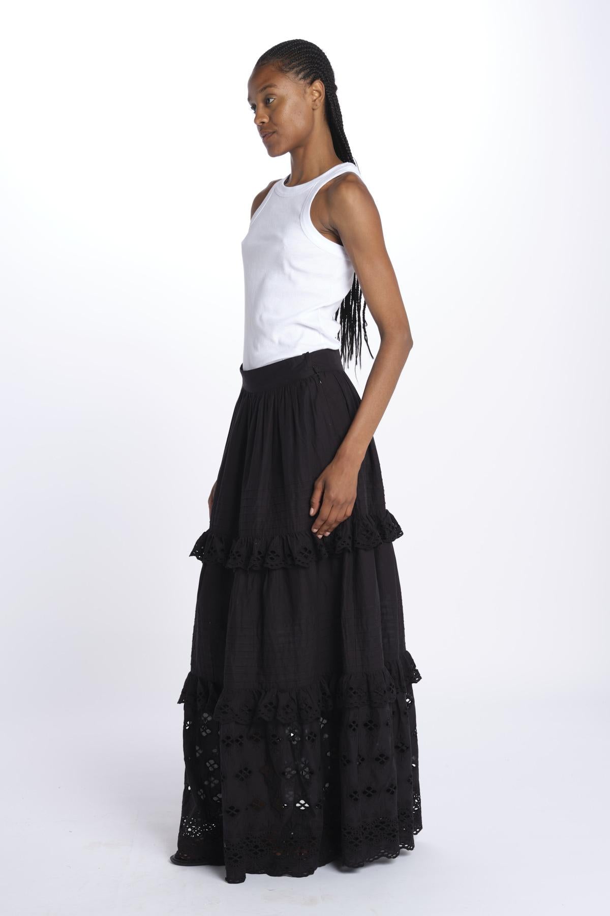 Gonna VIVIAN lunga sangallo VIVIAN1SKI BLACK antik batik