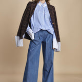 camicia a righe con doppio colletto CRAZY SHIRT MJD142B4H8016 J0233 LIGHT BLUE jejia