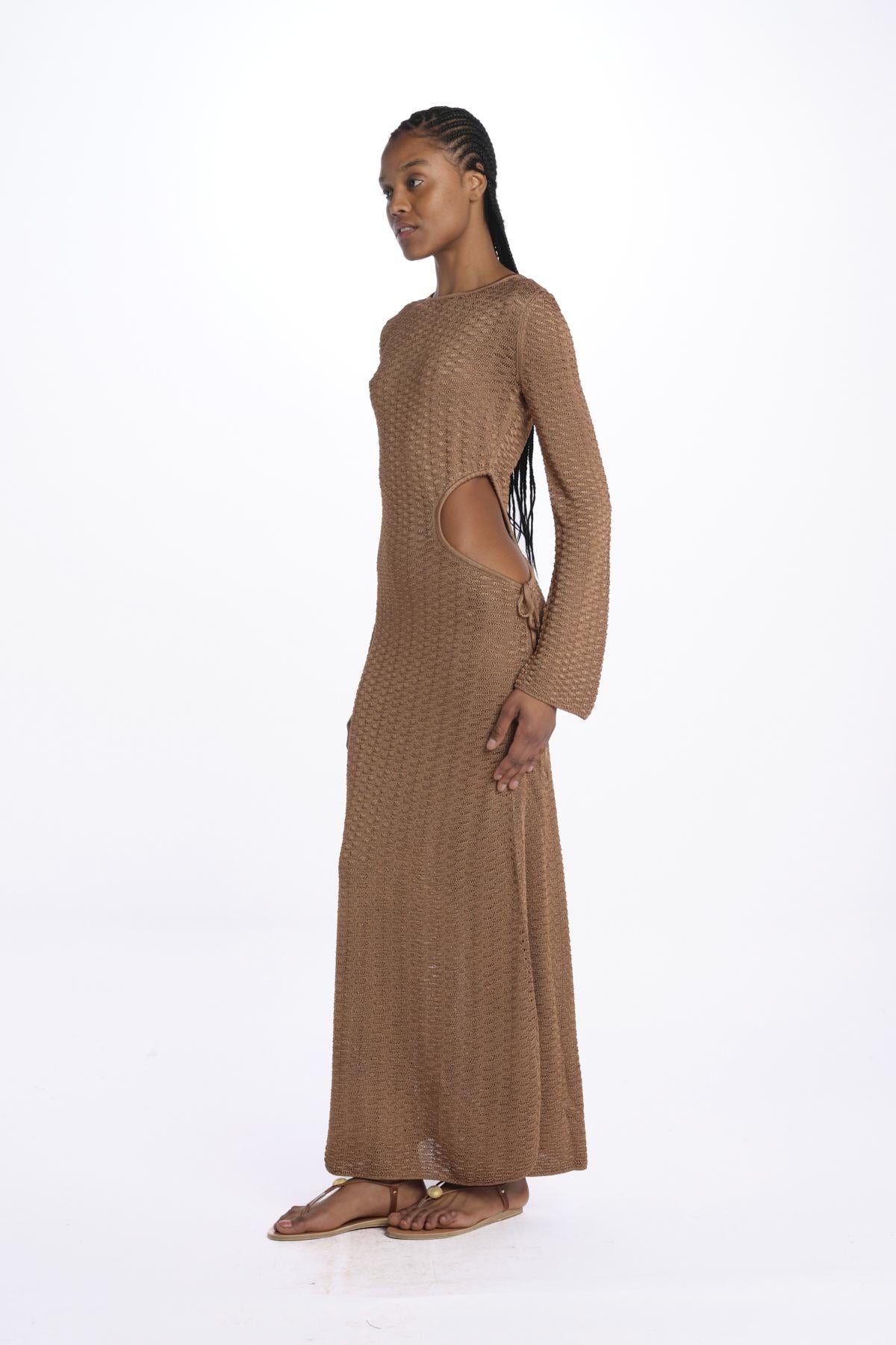 Abito lungo con buco DRAPA BRONZE ba&sh