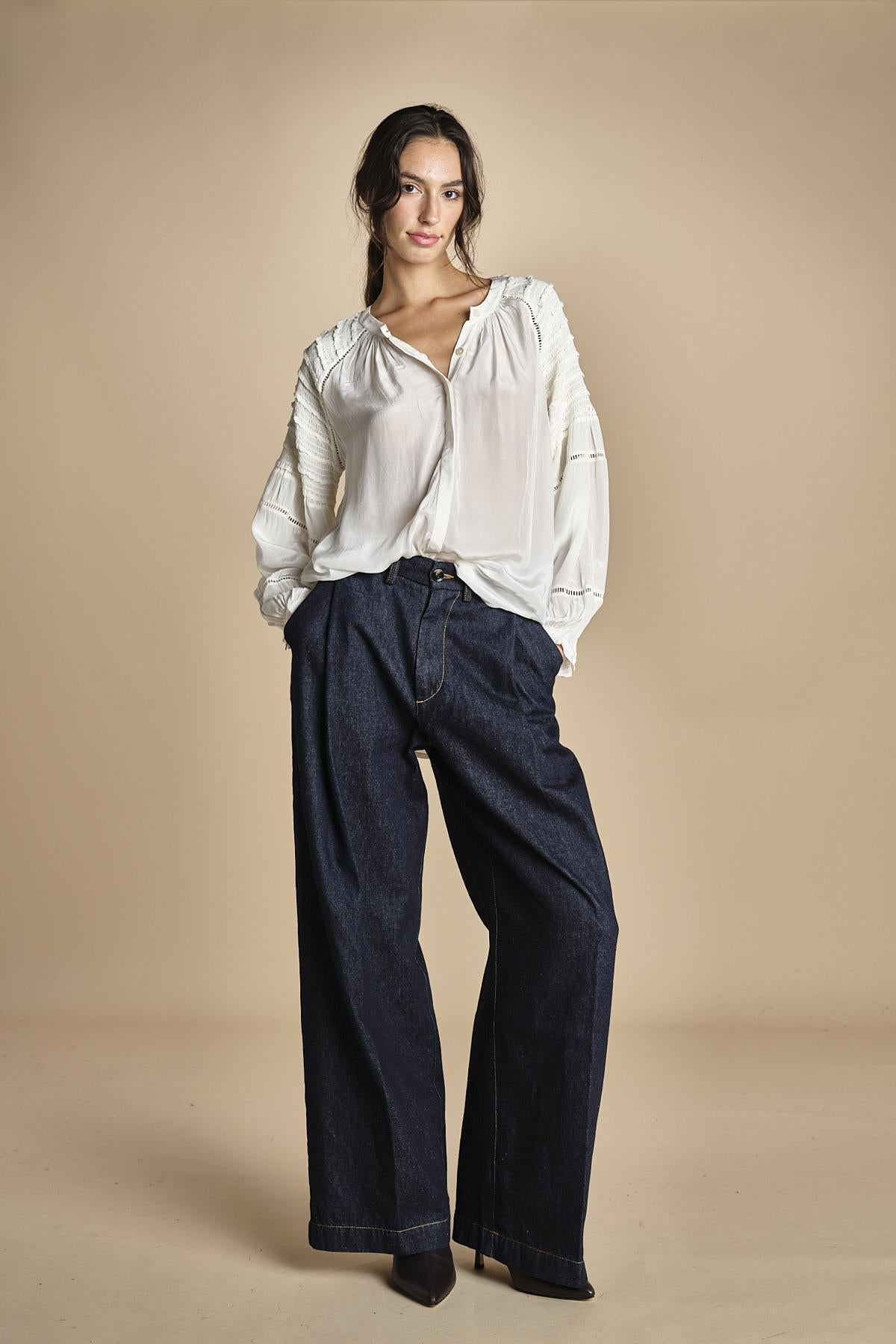 camicie con rouches su maniche PAIRIE TOP VANILLA scarlett poppies