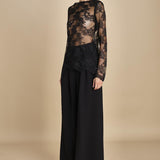 top in pizzo con manica lunga LENI BLACK malina