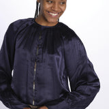 Camicia manica sbuffo CUTWORK BE24499 NAVY milaura