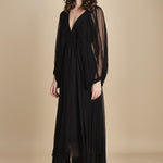 abito lungo con manica in voille DENISA BLACK mes demoiselles