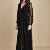 abito lungo con manica in voille DENISA BLACK mes demoiselles