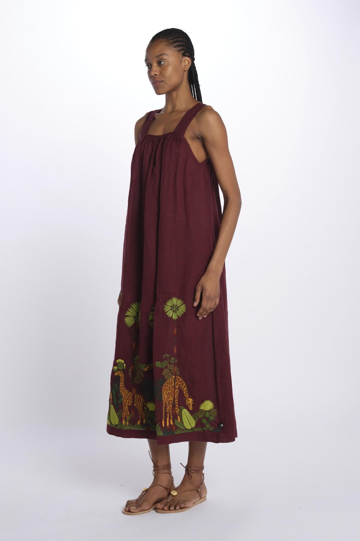 GIRAFFE abito spalline by milaura. BE24983 BURGUNDY benaras soleil