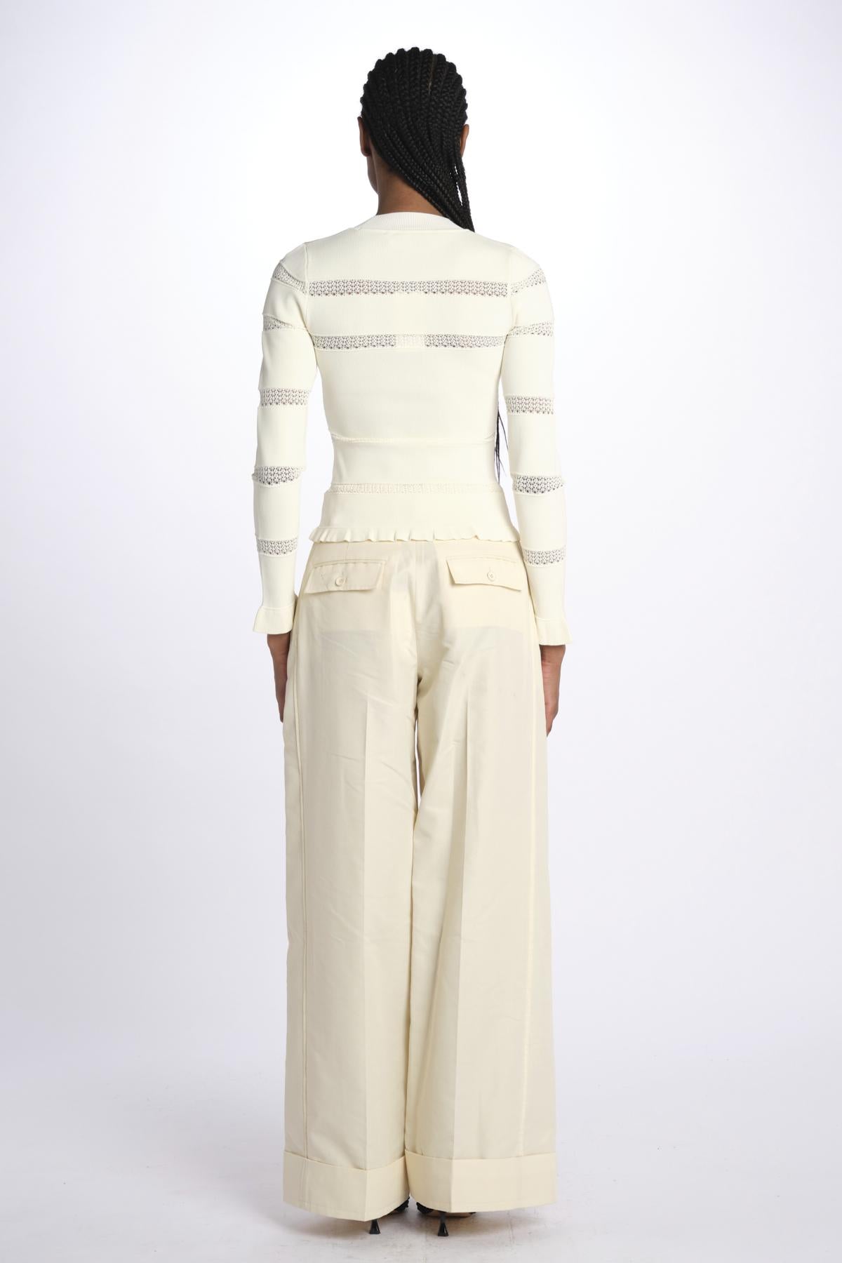 Maglia DEVON m/l inserto pizzo 020 CREAM sea ny