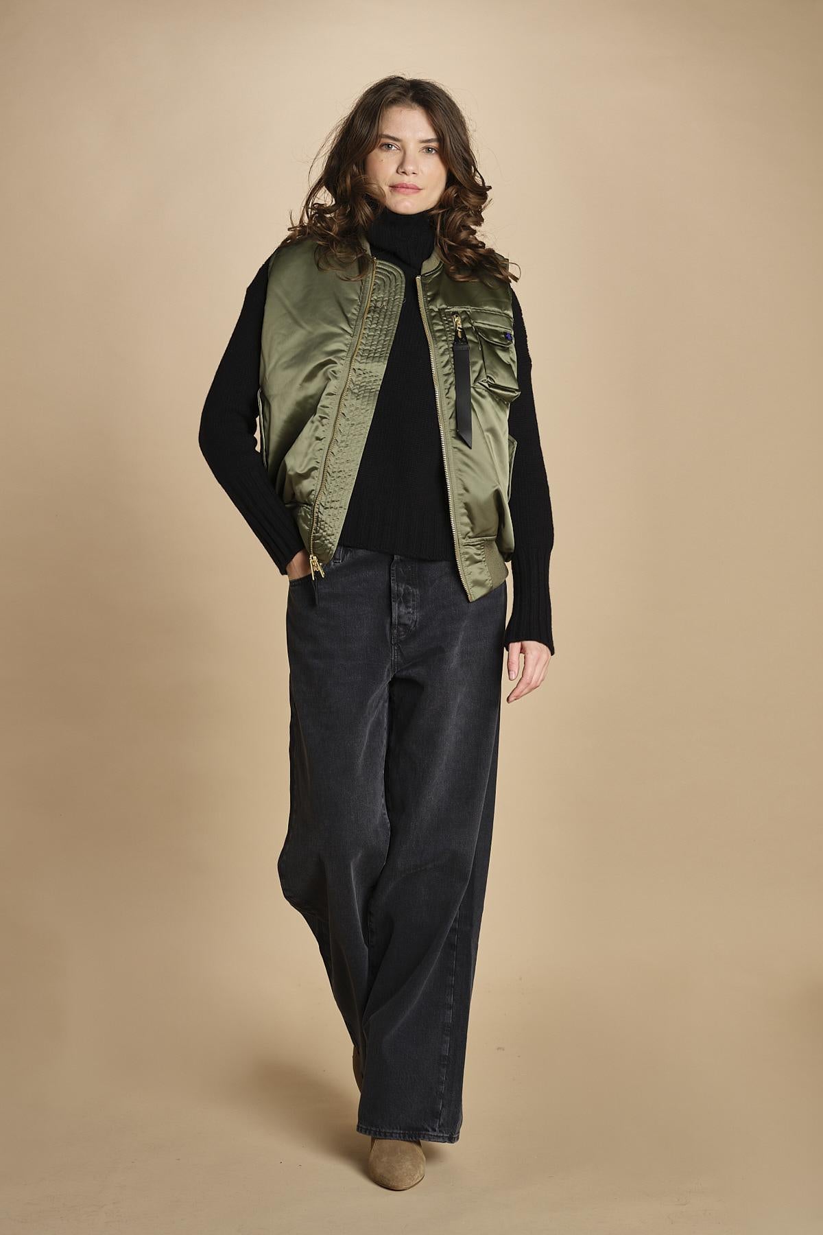 gilet unisex in nylon raso 758102 MA1 SAGE GREEN alpha