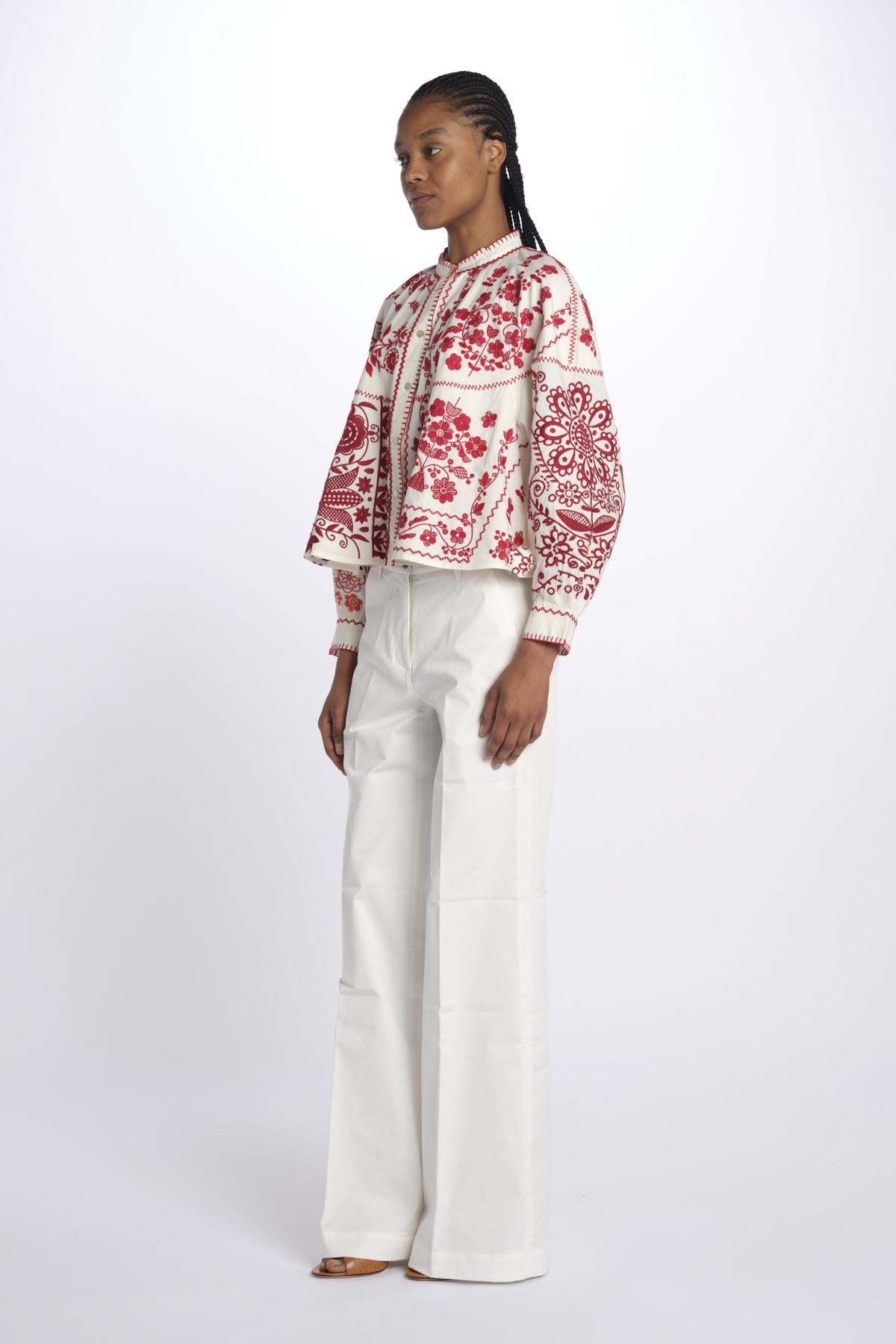 Giacca/camicia MAMIE ricamata MAMIE1BBL RED antik batik
