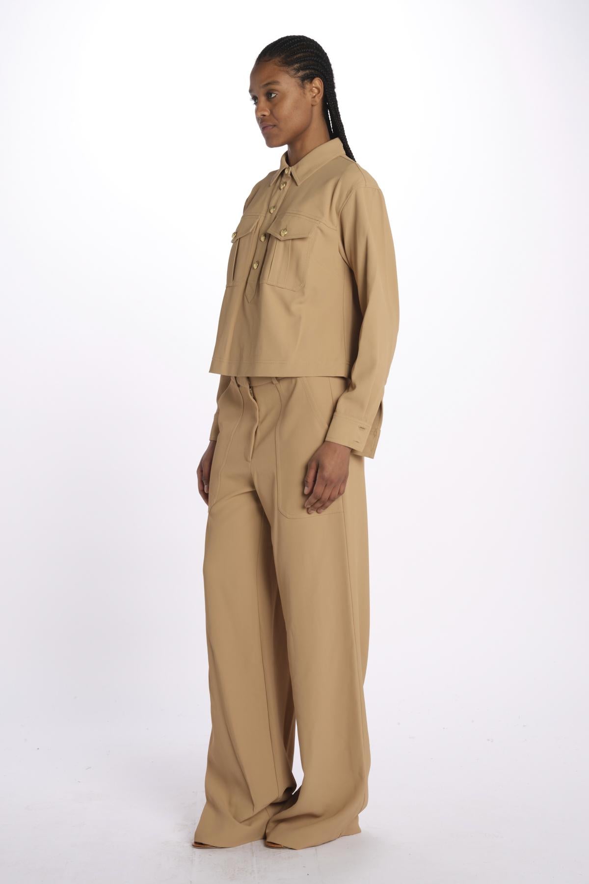 Camicia COLVIN bottoni oro CP3241142 KHAKI veronica beard
