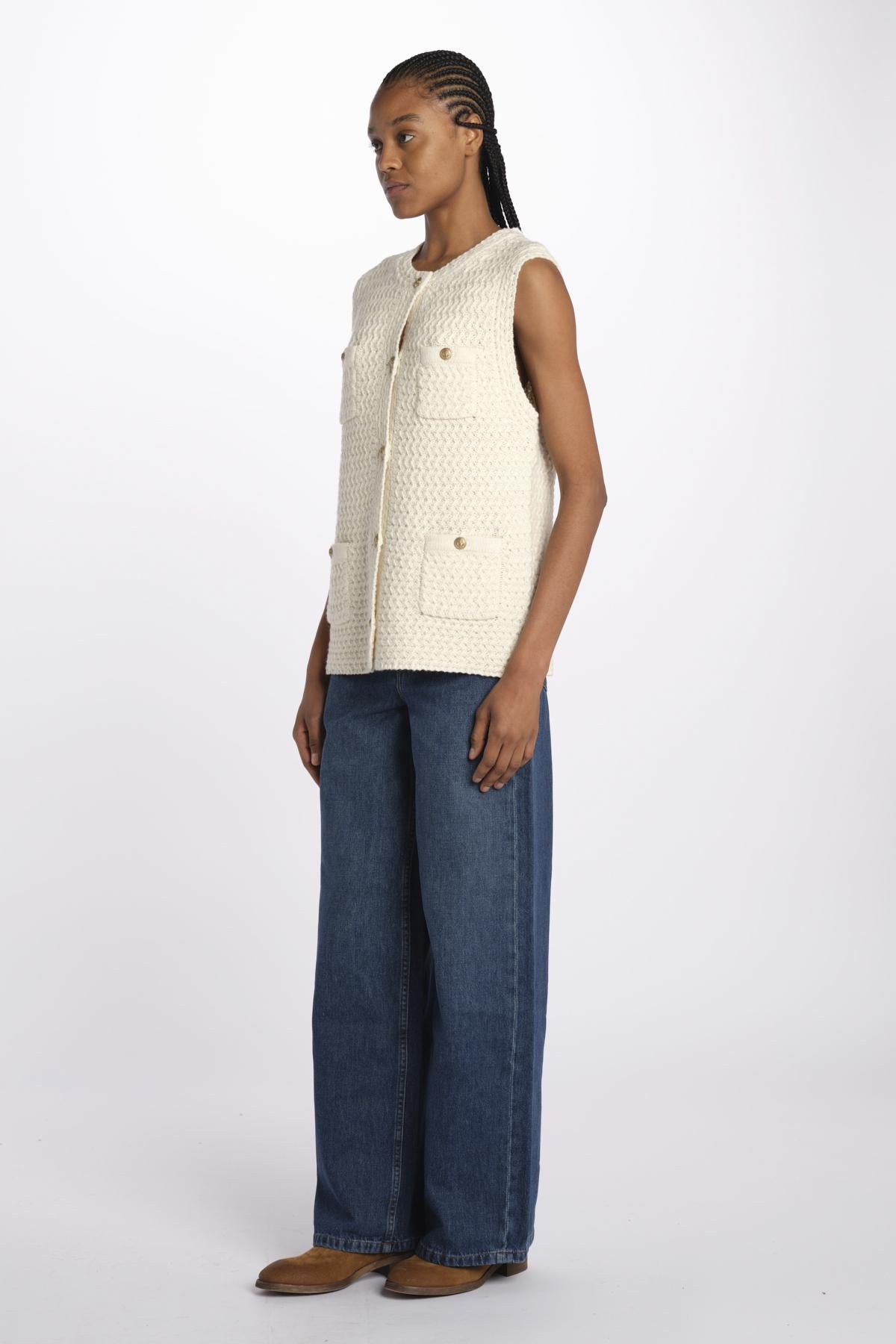 Gilet lungo uncinetto ELISABETH ECRU003 vanessa bruno