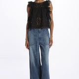 MARJA embroidert flutter tank E118 BLACK sea ny
