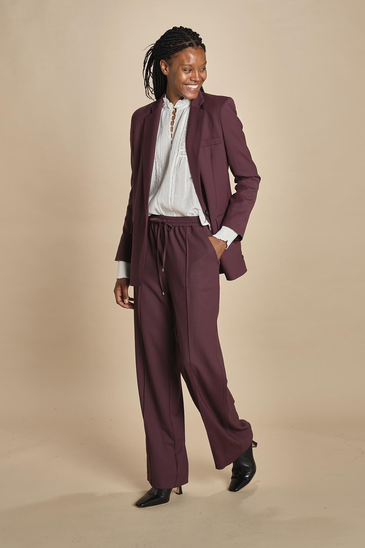 CLIFF pantalone con coulisse tela lana 5EVA01-V04013 BORDEAUX vanessa bruno