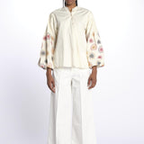 OKSANNA camicia con maniche a palloncino decorate E25TU001 ECRU stella forest