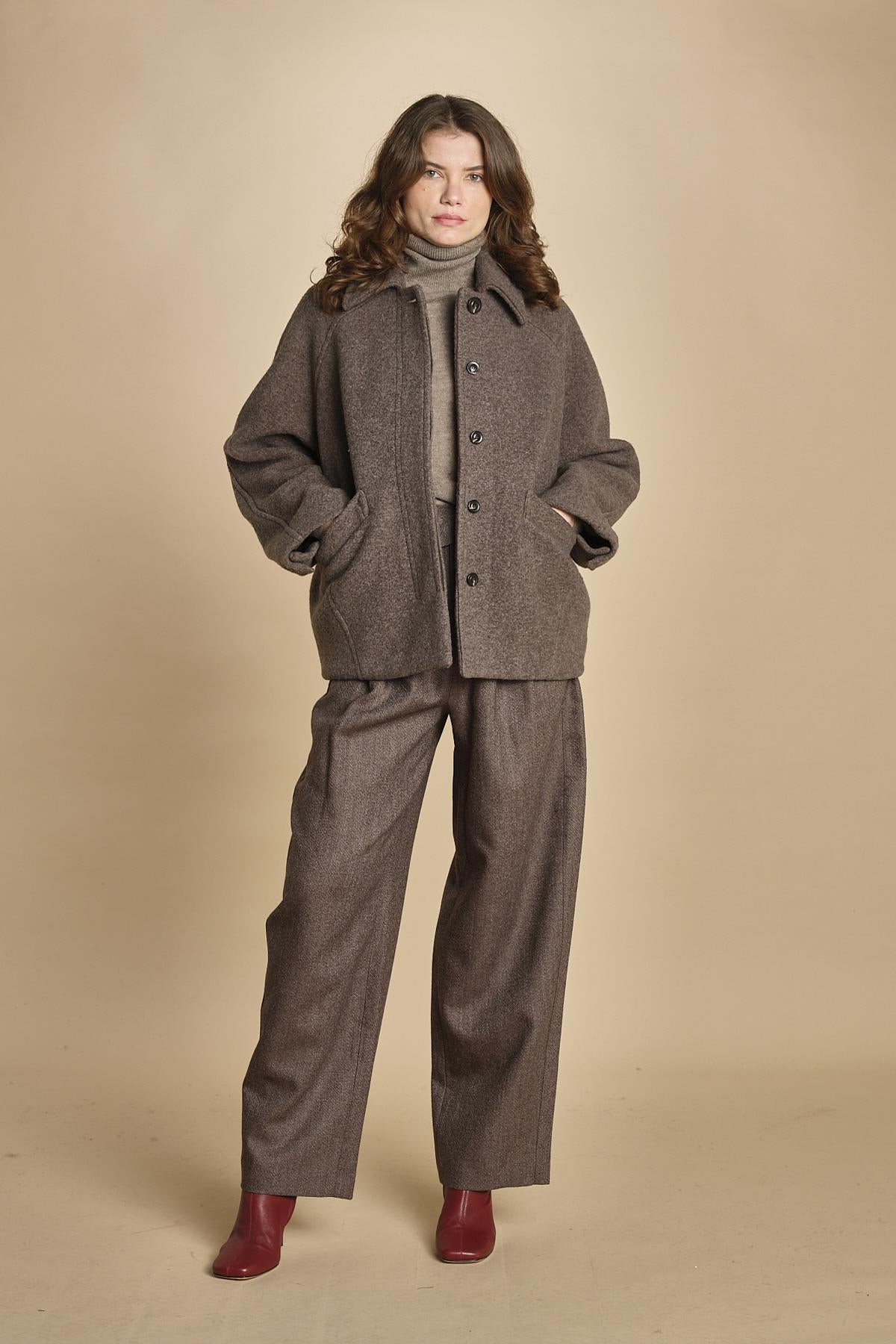 giaccone in lana cotta. MAN1509 GRI2224W soeur