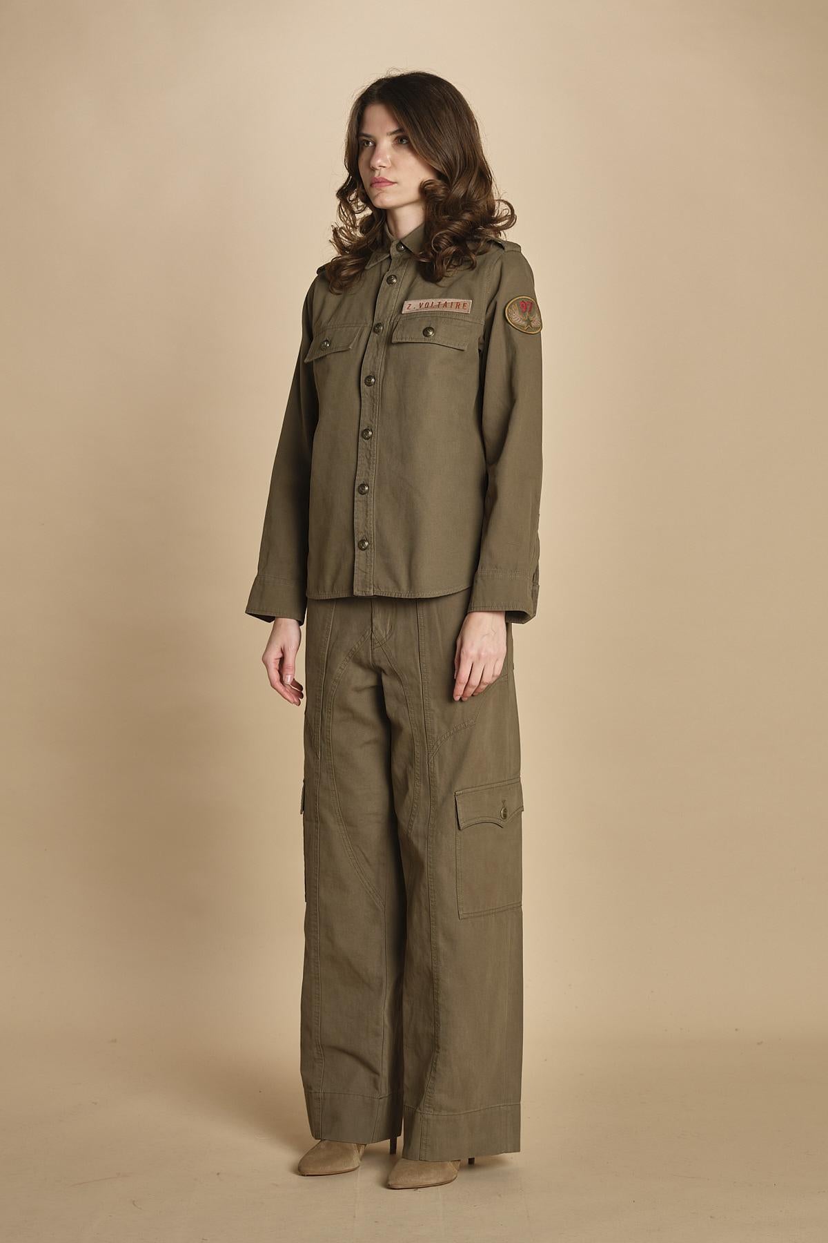 camicia militare. WWSH02247 LEAVES 308 zadig & voltaire