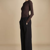 pantalone con elastico in punto milano PENSIL BLACK true avenue