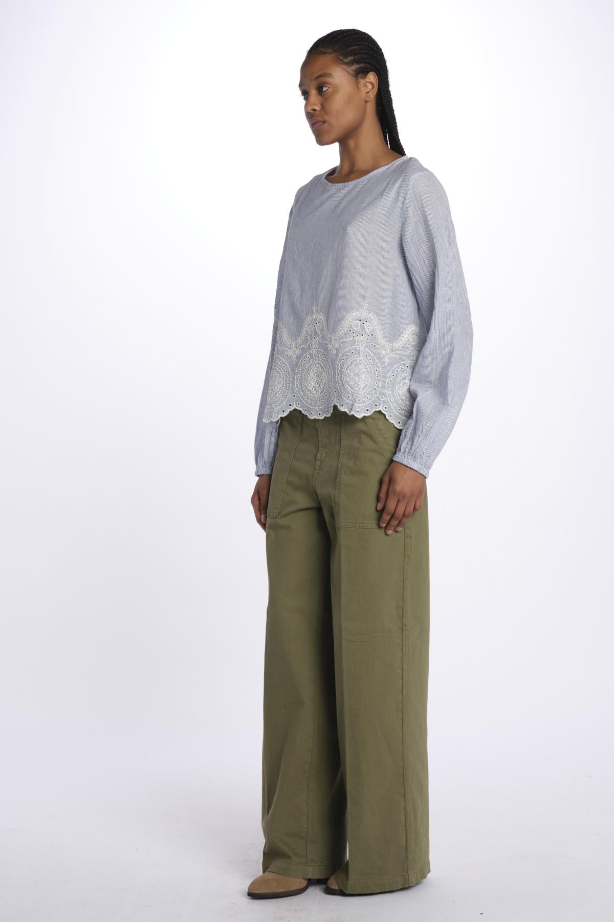Camicia IRENE righe ricamo IRENE UNI true avenue