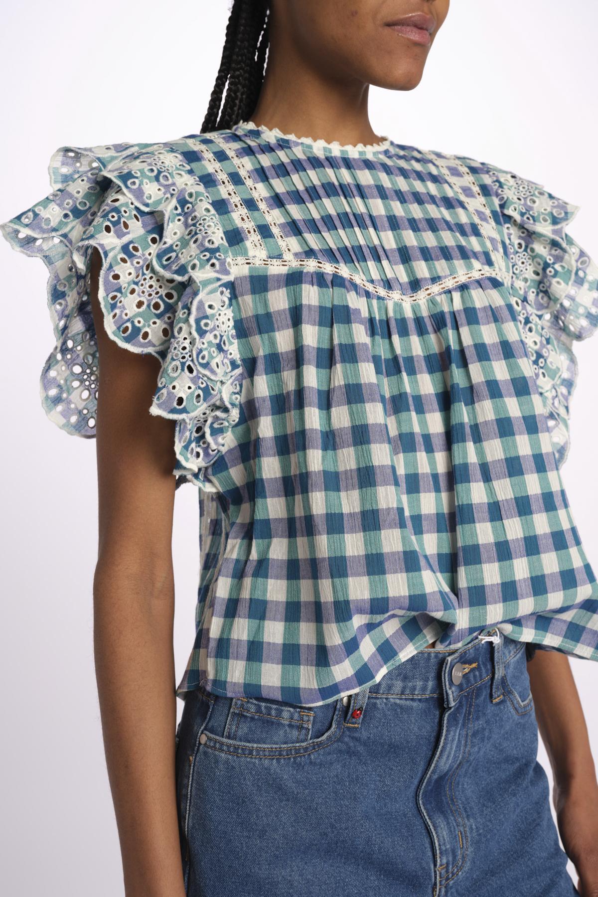 HUDALLA51 camicia check con maniche a sbuffo HUDALLA51 C1365 bellerose